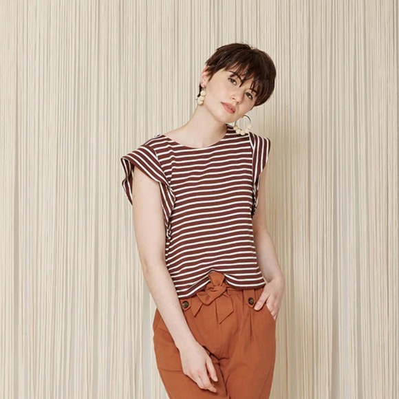 Cokluch Anemone Ruffle Sleeve Striped Top - Picture 5 of 5